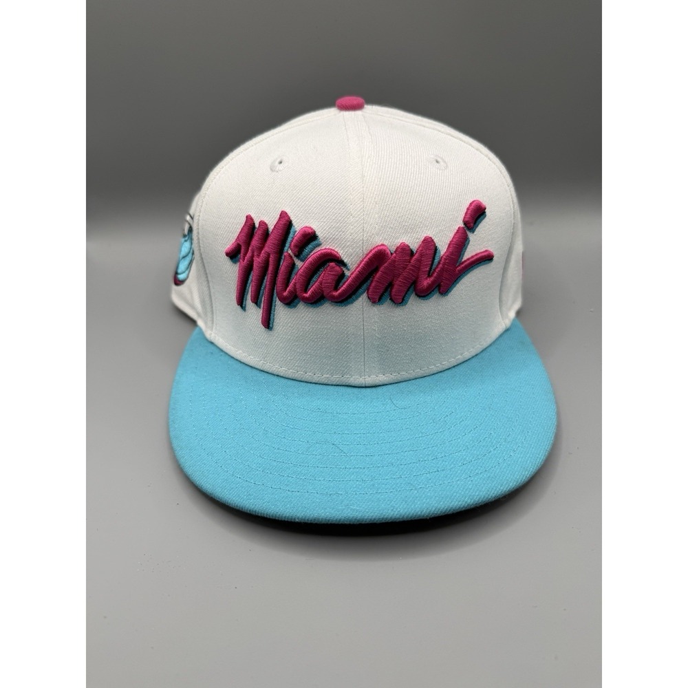 Miami Heat Snapback Hat New Era 9FIFTY White Teal Pink Vice NBA Cap Nice